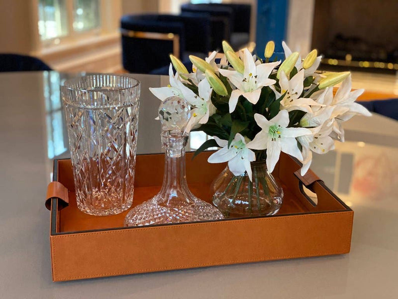 Cooper Saddle Hand-Stitched Premium Leather | Serving Tray | 20" x 14" x 3.15" | One Preevay