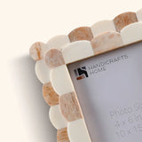 Picture Frames Scalloped Pattern Bone Inlay Collection,Brown