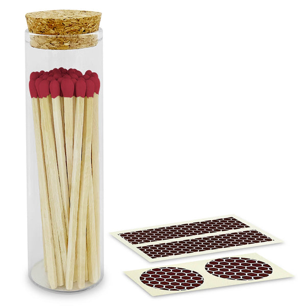 4" Matches in Chic Cork Top Jar - Colors of Your Choice: Red