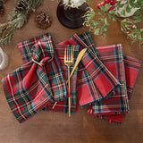 Stowe Tartan Holiday Plaid Cotton Napkins, Set of 8 - 17x17