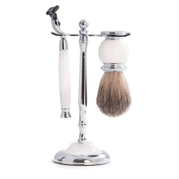 White Enamel Finish Shaving Set