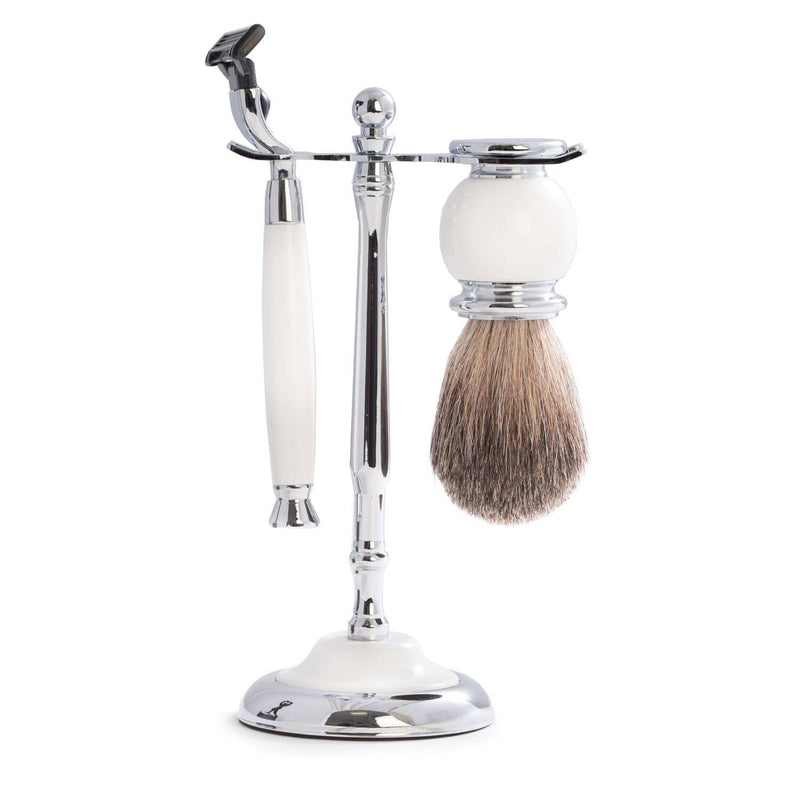 White Enamel Finish Shaving Set