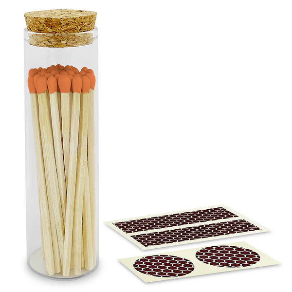 4" Matches in Chic Cork Top Jar - Colors of Your Choice: Orange
