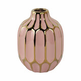 Pink 8 in. Ceramic Novelty Striped Blush Vase