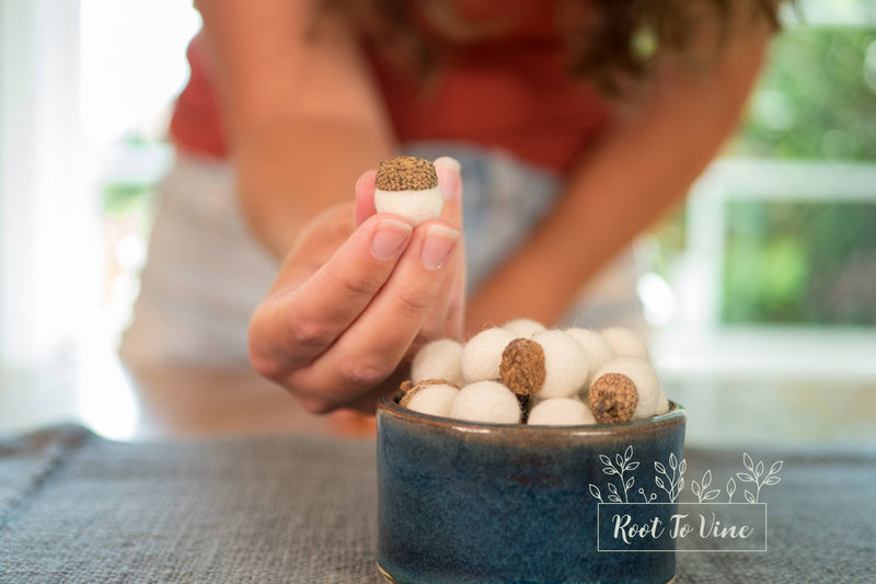 Fall Felt Acorns-White Set of 12-Fall Decor-Halloween Decor