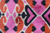 Handmade Velvet Pillow 16x24 Pink Orange Ikat Design