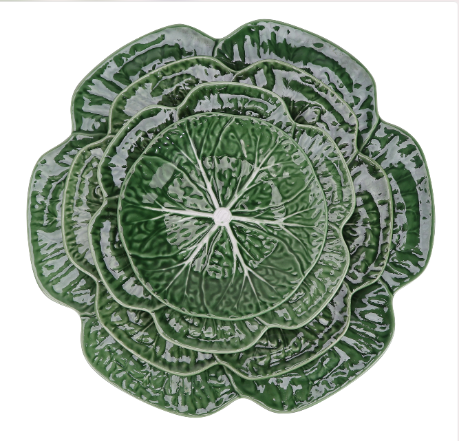 GREEN CABBAGE PLATE DINNERWARE - CHARGER (13") -  SET OF 4