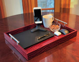 Premium Red Embossed Leather Tray