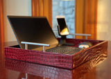 Premium Red Embossed Leather Tray