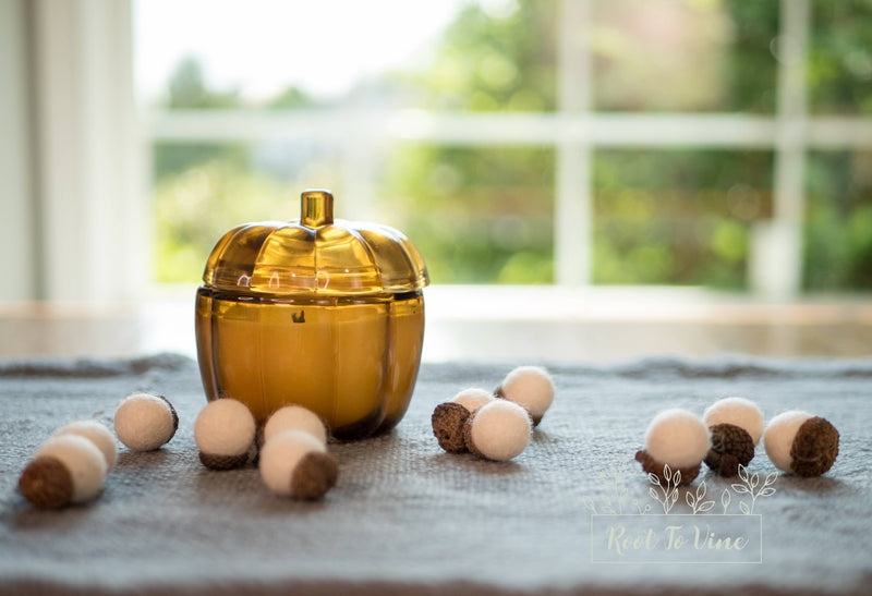 Fall Felt Acorns-White Set of 12-Fall Decor-Halloween Decor