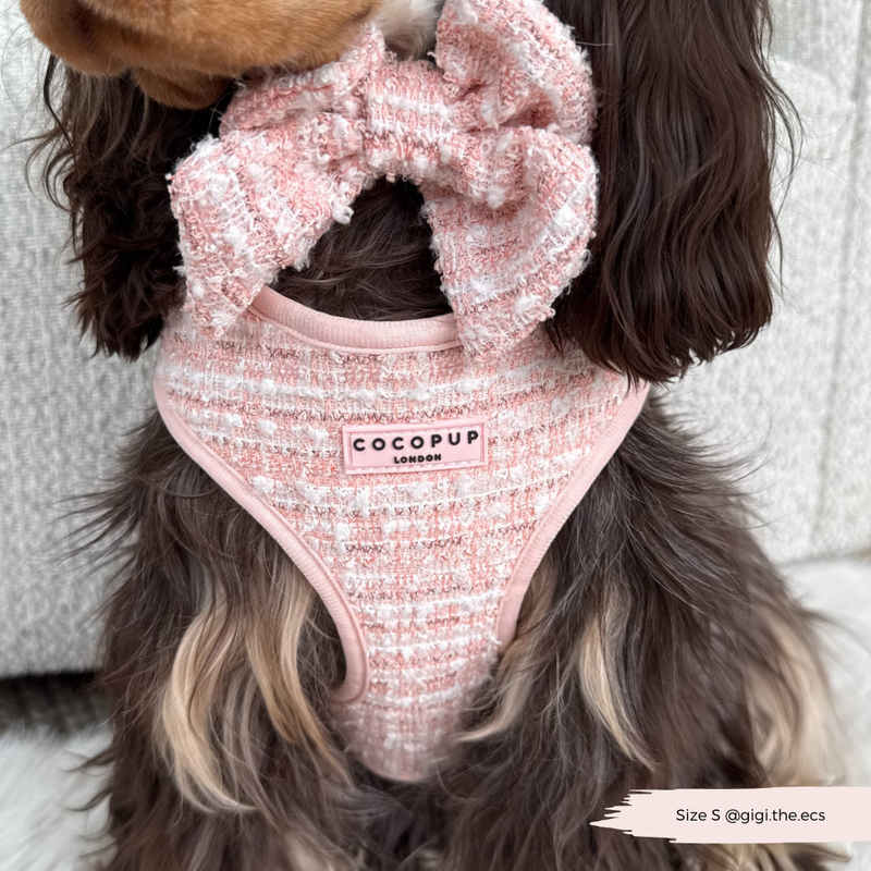 Pink Textured Tweed Adjustable Neck Harness: M