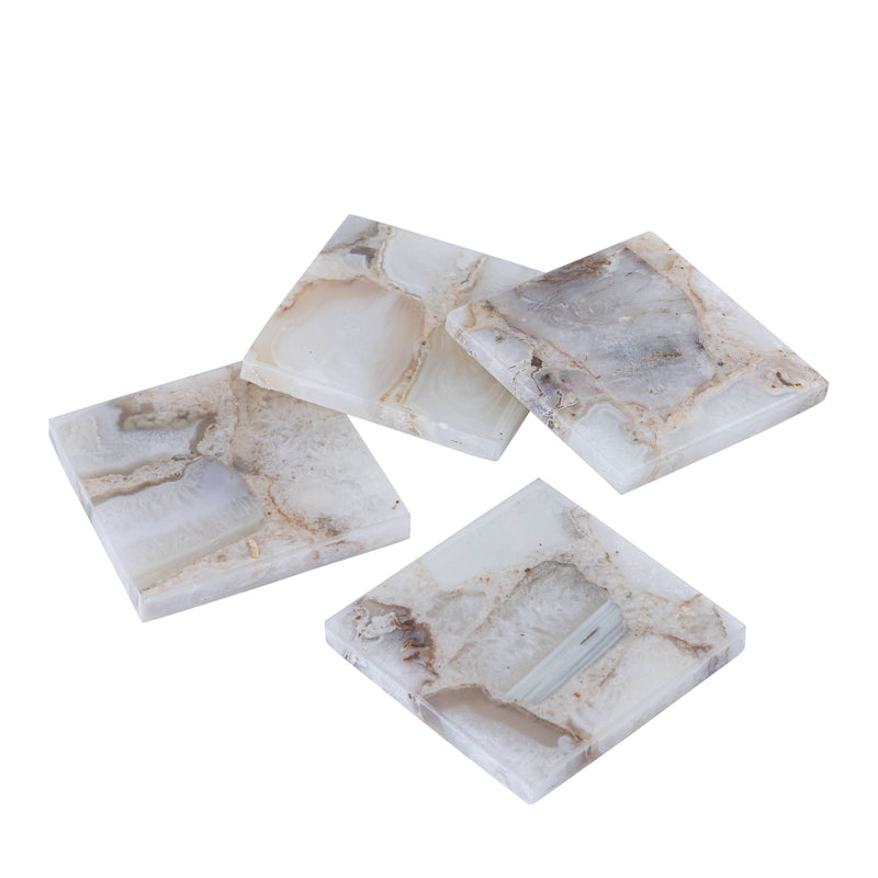 Set of 4 White Agate Coasters