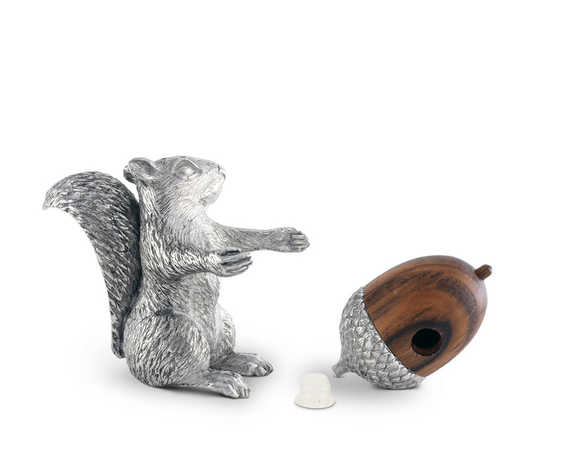 Squirrel with Wood Acorn Salt & Pepper Set