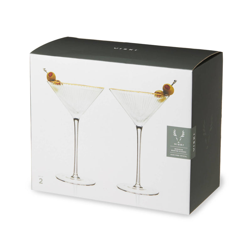 Deco Meridian Gold Rimmed Crystal Martini Glasses Set of 2