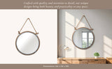 Wall Mirror - Silver Metal Glass Round Rope Hanger, 24x31 in