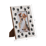Photo Frame - White/Black Resin Wood Paw Prints, 4x6 in.