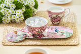 Peacock Lotus Garden Pink Sugar Creamer Serving Tray Set