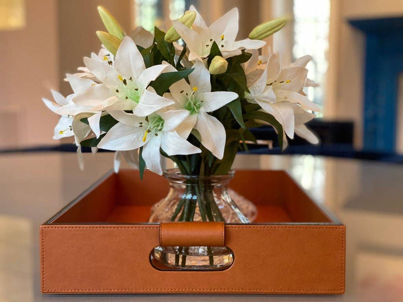 Cooper Saddle Hand-Stitched Premium Leather | Serving Tray | 20" x 14" x 3.15" | One Preevay