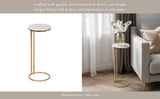 End Table - White Marble Top with Iron Frame, 24 in.