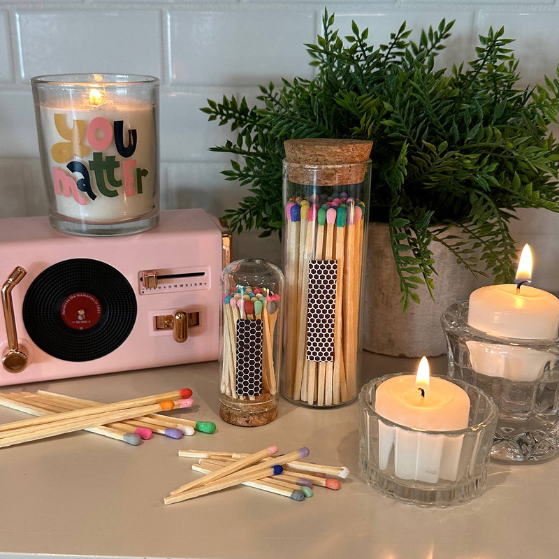 4" Matches in Chic Cork Top Jar - Colors of Your Choice: Tuxedo