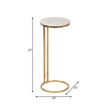 End Table - White Marble Top with Iron Frame, 24 in.