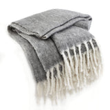 Aurora Mohair Throw, Grey Ivory