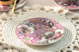 Peacock Lotus Garden Pink Porcelain Dessert Plate Set of 2