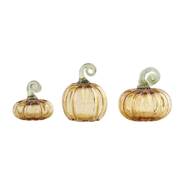 Glass 5.31" Orange Harvest Translucent Pumpkins Set 3