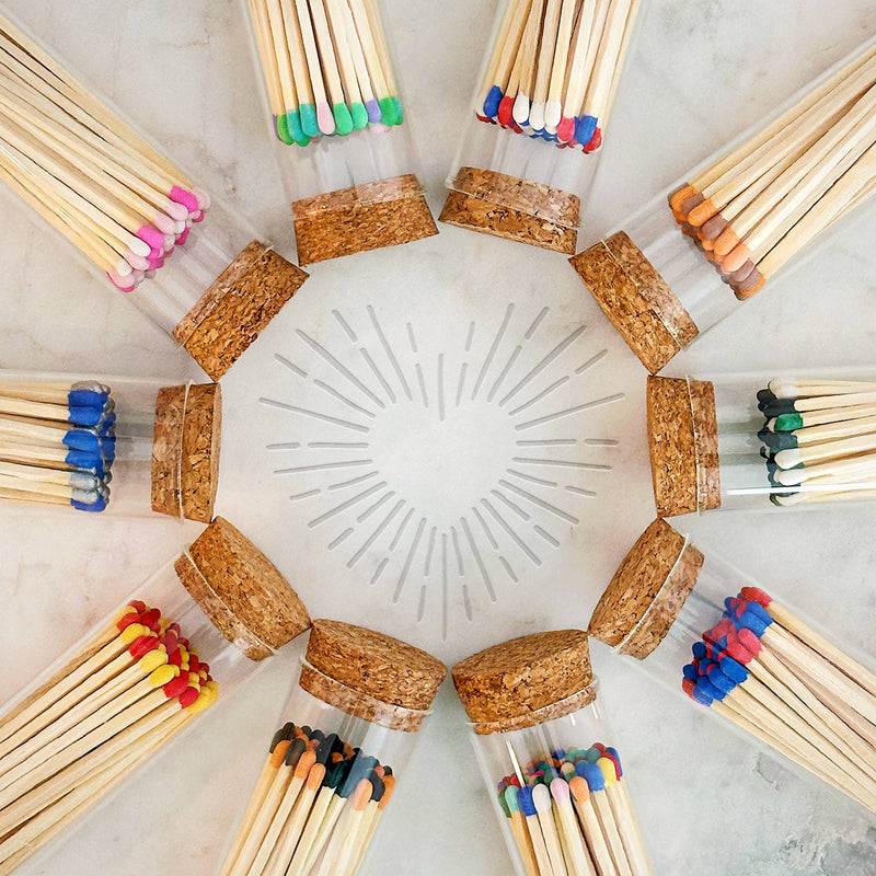 4" Matches in Chic Cork Top Jar - Colors of Your Choice: Tuxedo