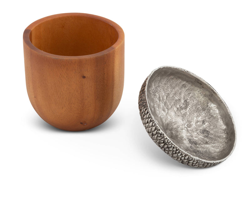 Pewter Top Wood Acorn Box