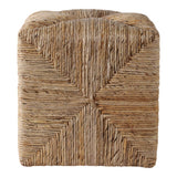 Decorative Ottoman - Brown Rattan Square Textured, 18 in.