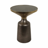 Metal Geometric Base End Table Marble Top - Green, 20 in.