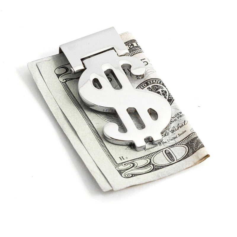 Silver Plated Hinged Money Clip with Symbol