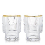 Gold-Rimmed Crystal Tumblers-SET OF 2