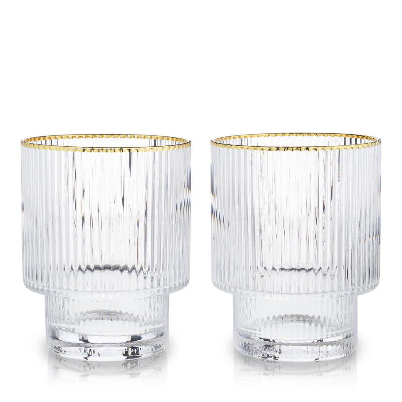 Gold-Rimmed Crystal Tumblers-SET OF 2