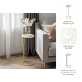 End Table - White Marble Top with Iron Frame, 24 in.