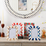 Picture Frames Scalloped Pattern Bone Inlay Collection,Brown