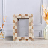 Picture Frames Scalloped Pattern Bone Inlay Collection,Brown