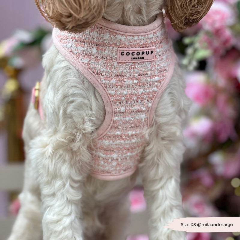 Pink Textured Tweed Adjustable Neck Harness: M