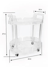 Acrylic Bar Cart with Chrome Wheels