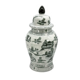 Black & White Landscape Chinoiserie Ceramic Jar 25"