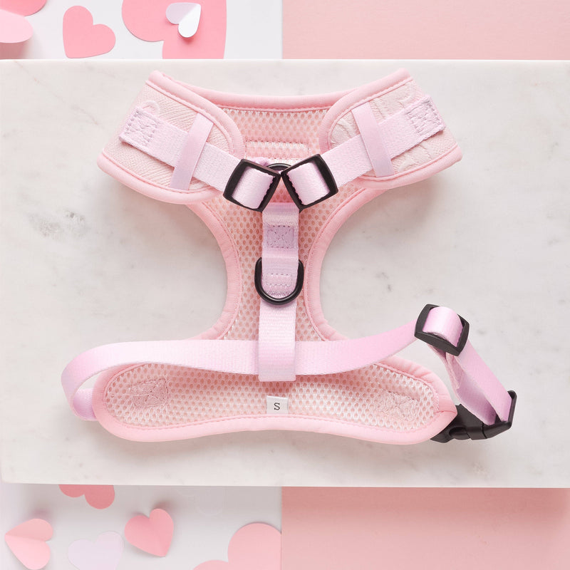 Luxe Adjustable Neck Harness - Baby Pink Heart: M