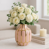 Pink 8 in. Ceramic Novelty Striped Blush Vase