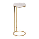 End Table - White Marble Top with Iron Frame, 24 in.