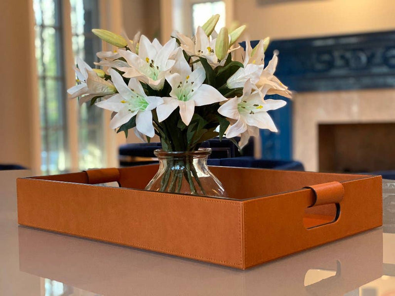 Cooper Saddle Hand-Stitched Premium Leather | Serving Tray | 20" x 14" x 3.15" | One Preevay