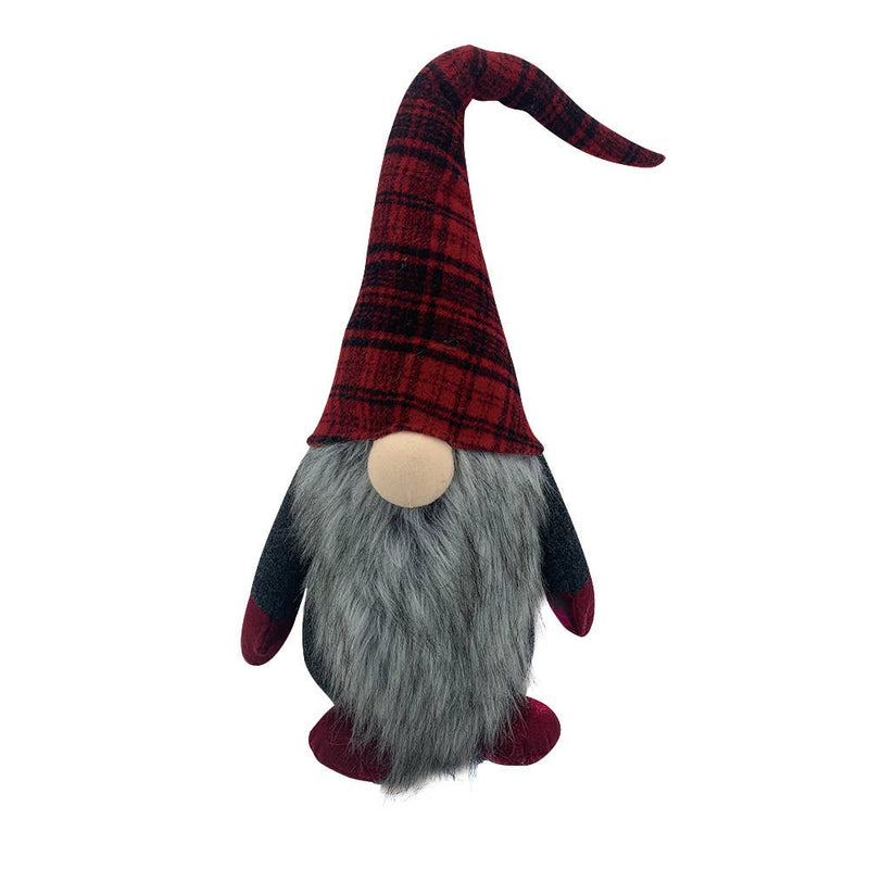 Red Plaid Hat Fabric Christmas Gnome 29.1"H