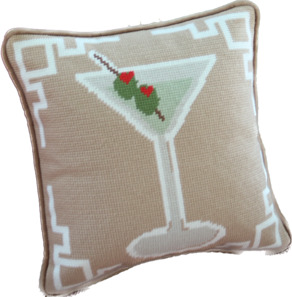 Dirty Martini Needlepoint Pillow