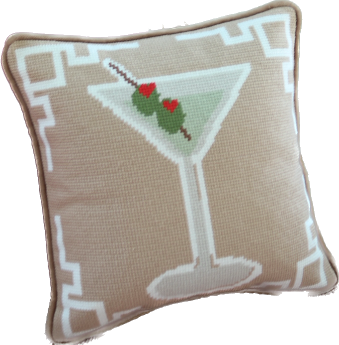 Dirty Martini Needlepoint Pillow