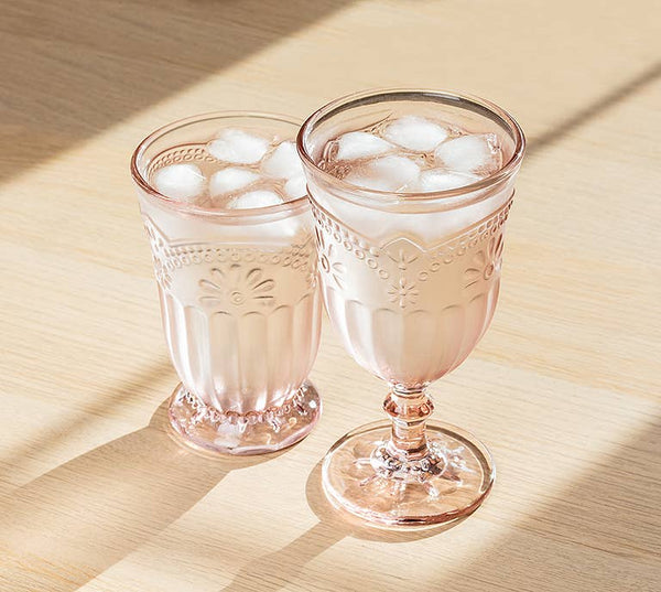 Flower Wine Glass-Pink-6.5"H(8oz)-944