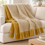 Luxe Striped Mohair Throw, Yellow